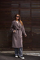 Шикарное женское демисезонное классическое пальто с поясом