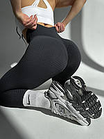 Женские спортивные лосины / леггинсы рубчик с эфектом пуш-ап и высокой посадкой для йоги и фитнеса,