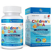 Жирні кислоти Nordic Naturals Children's DHA 250 mg, 180 капсул - полуниця EXP
