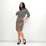 🔸 Жіноча Спідниця-олівець з екошкіри, до коліна, весна/осінь, висока посадка | Шкіряна матова спідниця | Норма, фото 2