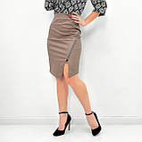 🔸 Жіноча Спідниця-олівець з екошкіри, до коліна, весна/осінь, висока посадка | Шкіряна матова спідниця | Норма, фото 5
