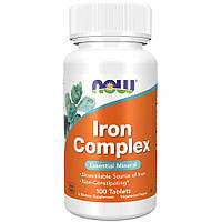 Витамины и минералы NOW Iron Complex, 100 таблеток EXP