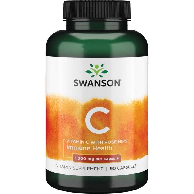 Витамины и минералы Swanson Vitamin C with Rose Hips 1000 mg, 90 капсул EXP - фото 1 - id-p2141275468