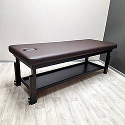 Дерев'яний масажний стіл 1 секційний KP-8 BROWN_ST стаціонарна масажна кушетка з отвором для обличчя