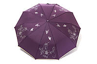 Фиолетовый женский зонт полуавтомат с цветами