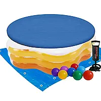 Дитячий надувний басейн дитячі басейни Intex з кульками 10 шт, тентом, насосом підстілкою