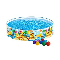 Басейн дитячий каркасний басейн дитячий з жорсткими стінками Intex басейн з кульками 10 шт, 122 х 25 см