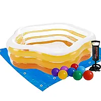 Дитячий надувний басейн дитячі басейни Intex интекс з кульками 10 шт, 183 х 180 х 53 см