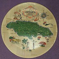 Сувенирная бамбуковая тарелка Ямайка 30.5 см.