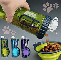 Бутылка двойная для собак и кошек для воды со складной миской H-DuO with Companion Cup