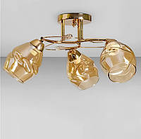 Люстра потолочная 3-х ламповая в золоте для кухни, спальни, коридора SC-9143/3 FG