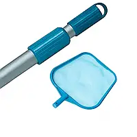 Набор 2в1: Сачок с телескопической ручкой Intex 29054-2 для очистки верхнего слоя воды диаметр 26.2 мм (ручка
