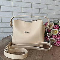 Женская мини сумочка на плечо эко кожа черная, качественная классическая маленькая сумка для девушек Кремовый