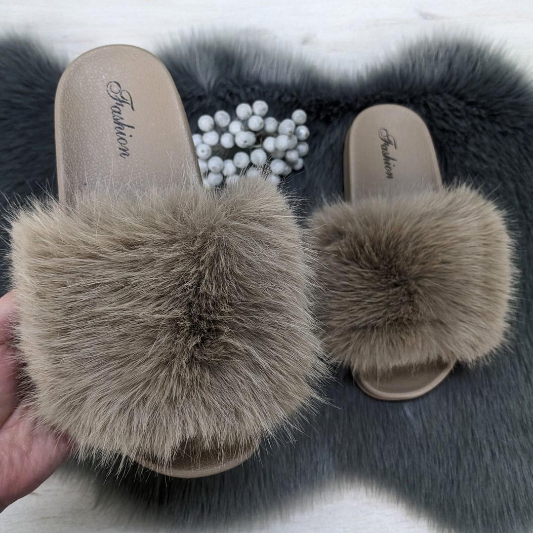 Шльопанці жіночі хутряні коричневіі 4431, фото 1