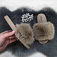Шльопанці жіночі хутряні коричневіі 4431, фото 2