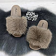 Шльопанці жіночі хутряні коричневіі 4431, фото 3