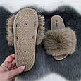 Шльопанці жіночі хутряні коричневіі 4431, фото 5