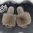 Шльопанці жіночі хутряні коричневіі 4431, фото 6
