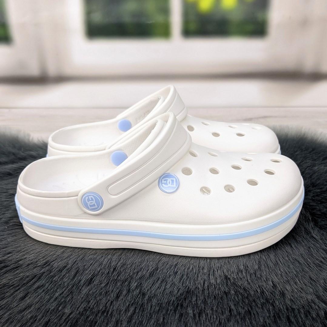 Сабо крокси жіночі піна білі з блакитним Даго Стиль 4399, фото 1