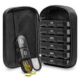 Таблетниця на 7-Днів (3 рази на день) тканинний органайзер для ліків Black