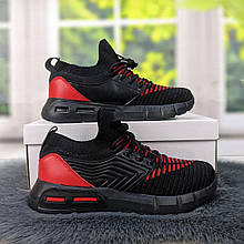 Кросівки підліткові чорні з червоним текстильні на пінковій підошві Канарейка 5331 40