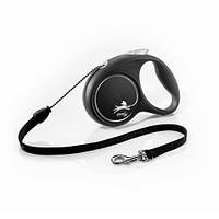 Рулетка Flexi Black Design для собак, трос, размер M, 5 м (черная) LE 156474-99
