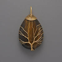 Кулон Тигрове Око в золотистому обплетенні d-44х24х9мм+- купити біжутерію дешево оптом в інтернеті