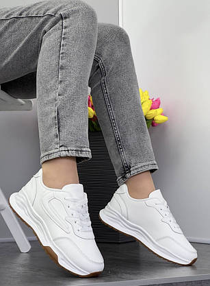 Кросівки жіночі "ШКІРА " 8 пар у ящику білого кольору 36-41, фото 2