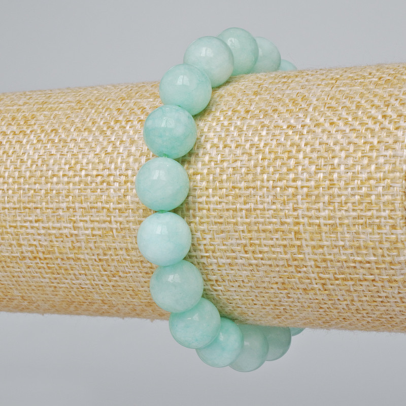 Браслет Амазоніт натуральний камінь гладка кулька d-10 мм+- L-18см+- (стрейч) купити біжутерію дешевооптом в інтернеті