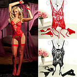 Пеньюар + підтяжки + стринги +наручники!(S-XXXL), фото 2