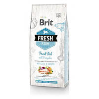 Сухой корм Brit Fresh для взрослых собак больших пород, для мышц и суставов, с рыбой и тыквой, 12 кг LE