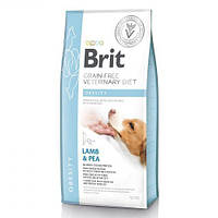 Сухой корм Brit GF VetDiet Dog Obesity для собак, коррекция веса, с ягненком, индейкой и горохом, 12 кг LE