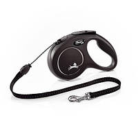 Поводок-рулетка Flexi New Classic для собак, с тросом, размер M 5 м / 20 кг (чёрная) LE 114482-99