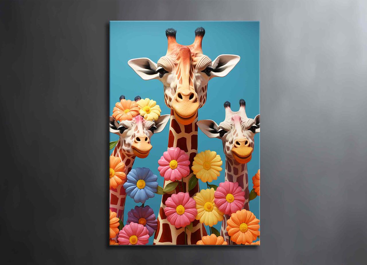 Картина Яскраві Жирафи Веселий Арт Літній Декор Креативний Подарунок на Стіну Тварини Декорації VE