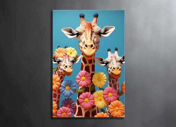 Картина Яскраві Жирафи Веселий Арт Літній Декор Креативний Подарунок на Стіну Тварини Декорації VE, фото 1