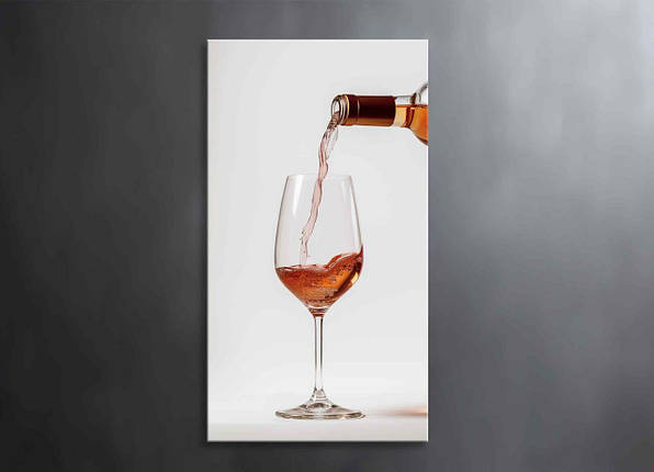 Картка Бокал з Рожевим Вином Декор на Стіну Вино Наливається в Бокал Естетична Декорація VE, фото 2