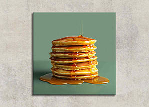 Картина Панкейки з Медом Яскрава Картина Млинці на Кухню Зелений Декор на стіні Картина Їжа на Стіну VE, фото 3