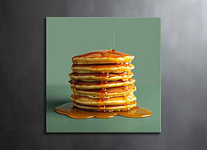 Картина Панкейки з Медом Яскрава Картина Млинці на Кухню Зелений Декор на стіні Картина Їжа на Стіну VE, фото 5