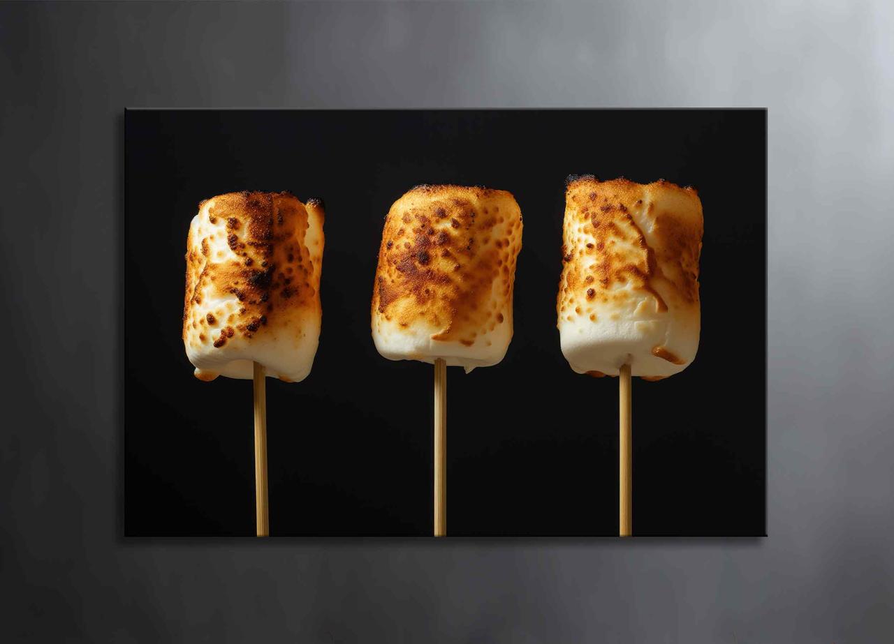 Картина Маршмеллоу Жареною Зефір Яскравий Декор на Кухню, в Кафе або Ресторан Картина з Їжею Креативний Декор VE