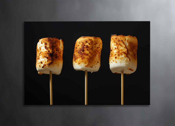 Картина Маршмеллоу Жареною Зефір Яскравий Декор на Кухню, в Кафе або Ресторан Картина з Їжею Креативний Декор VE, фото 1