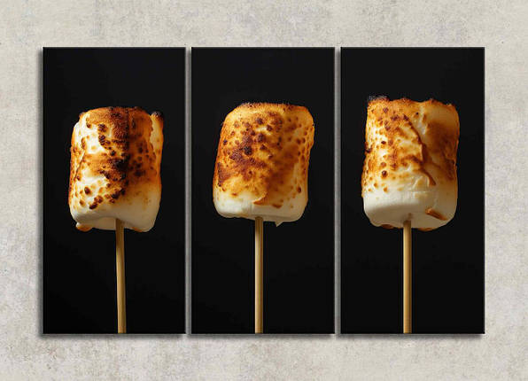 Модульна Картина Маршмеллоу Жареною Зефір Яскравий Декор на Кухню, в Кафе або Ресторан Картина з Їжею Креативна, фото 1