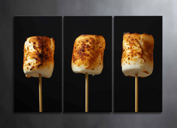 Модульна Картина Маршмеллоу Жареною Зефір Яскравий Декор на Кухню, в Кафе або Ресторан Картина з Їжею Креативна, фото 2