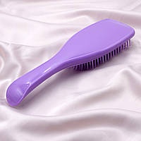 Массажная расческа для волос, щетка для волос лиловая однотонная пластик, масажка 21х6см топ