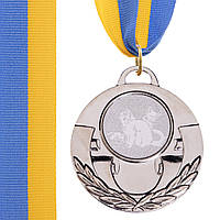 Медаль спортивная с лентой Zelart AIM Кошки C-4846-0061 цвет серебряный kl