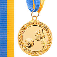 Медаль спортивная с лентой Zelart Баскетбол C-7019 цвет золотой kl