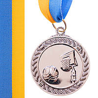 Медаль спортивная с лентой Zelart Баскетбол C-7019 цвет серебряный kl