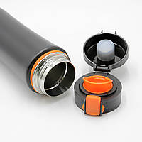 Термос чорний із замком, Металевий 480 мл EDENBERG, чорно-оранжевий термос із кришкою з металу топ
