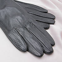 Женские перчатки с прошитым мизинцем, Брендовые серые перчатки из натуральной кожи топ