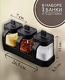 Набір для спецій з ложкою Seasoning bottle set XL-730, Баночки для спецій, Контейнер для зберігання 3 відсіки, фото 2