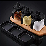 Набір для спецій з ложкою Seasoning bottle set XL-730, Баночки для спецій, Контейнер для зберігання 3 відсіки, фото 8